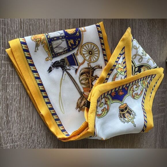 Elegant Yellow and Blue Scarf A1393 - Picture 2 of 2